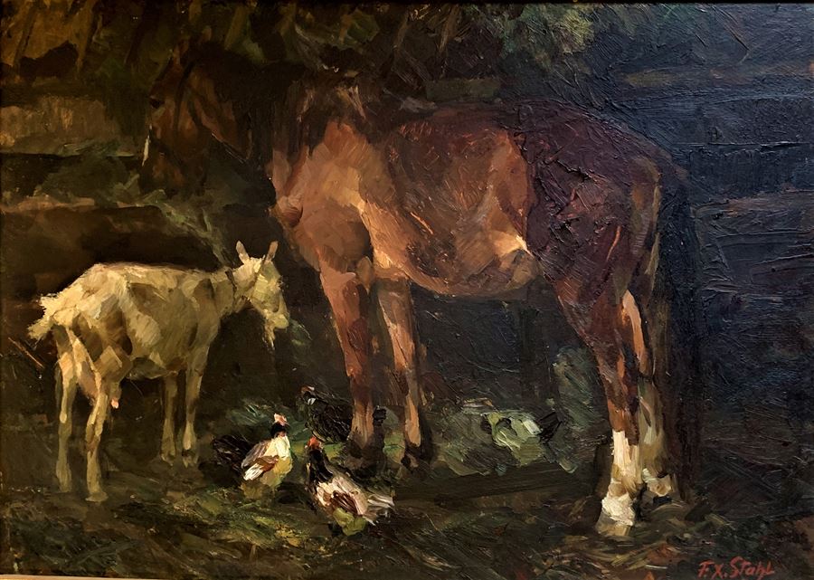 Franz Xaver Stahl, Pferd mit Ziege und Hühnern