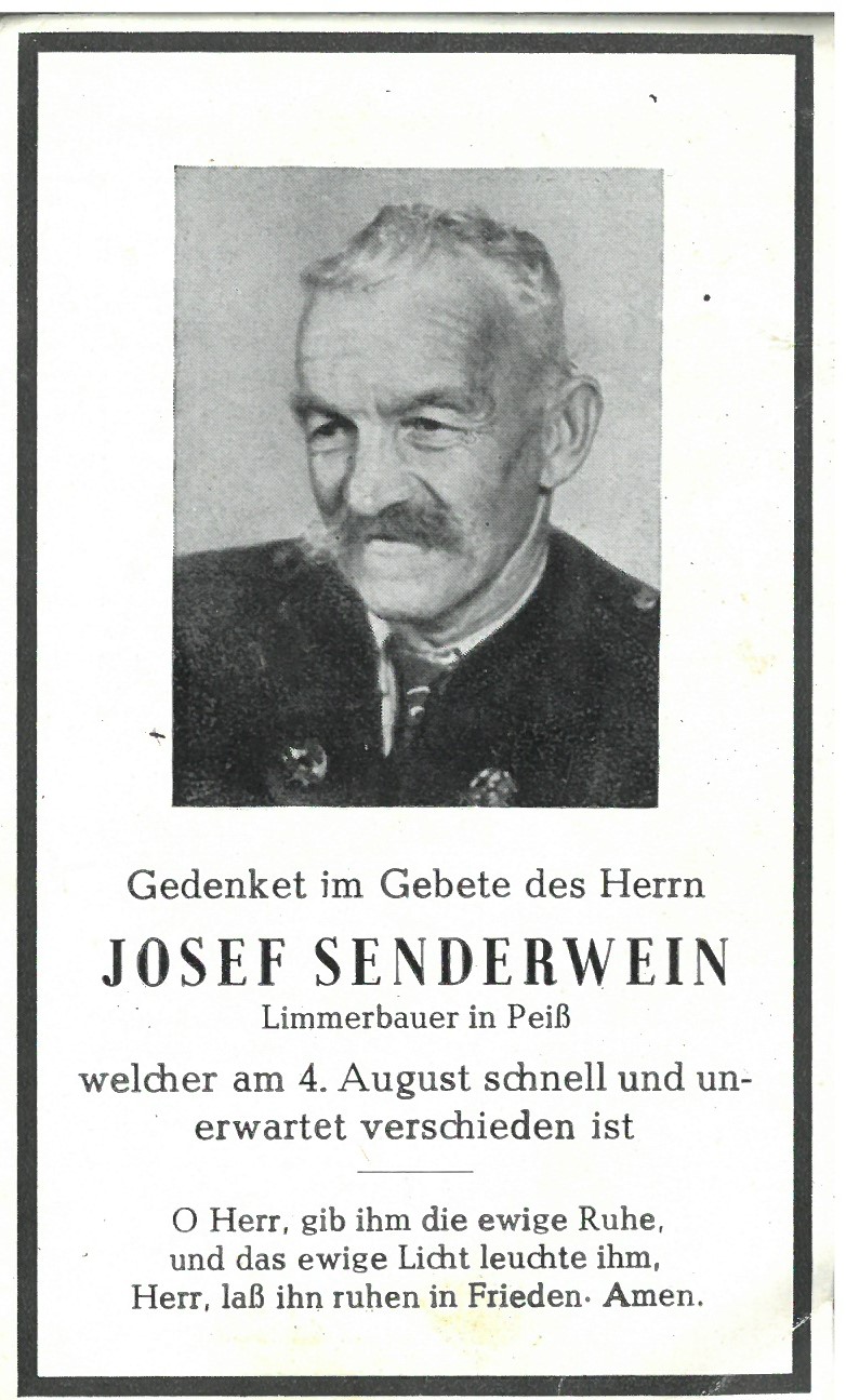 Sterbebild Senderwein Josef OnlineMuseum Wartenberg