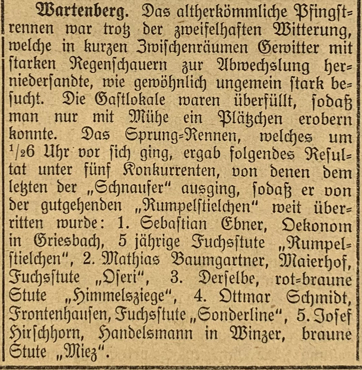 Artikel Erdinger Anzeiger 1911, Pferderennen, OnlineMuseum